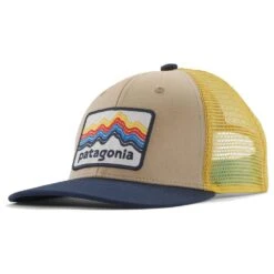 Casquette Patagonia Kid's Trucker Hat P-6 Logo Ridge Rise Stripe Oar Tan