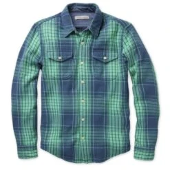Chemise Outerknown Homme Blanket Shirt - Sea Green Graph Plaid